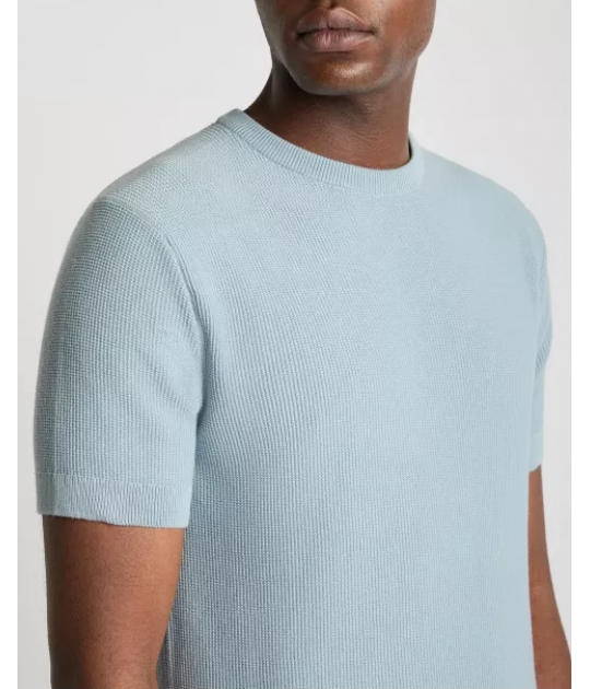 Remus Uomo Sky Blue Short Sleeve Knitted T-Shirt