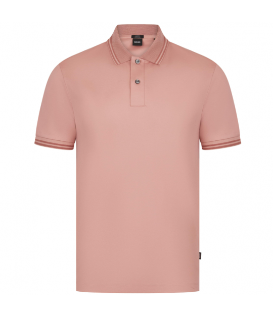 Hugo Boss Stripe-trim slim-fit polo shirt in mercerised cotton