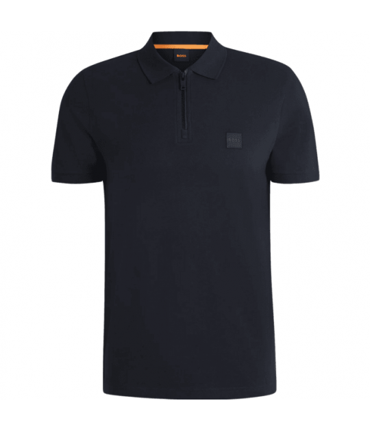 Hugo Boss Passerzip Slim Fit Zip Up Navy Polo Shirt