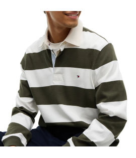 Tommy Hilfiger Ess Stripe Rugby Polo Huntsman Green