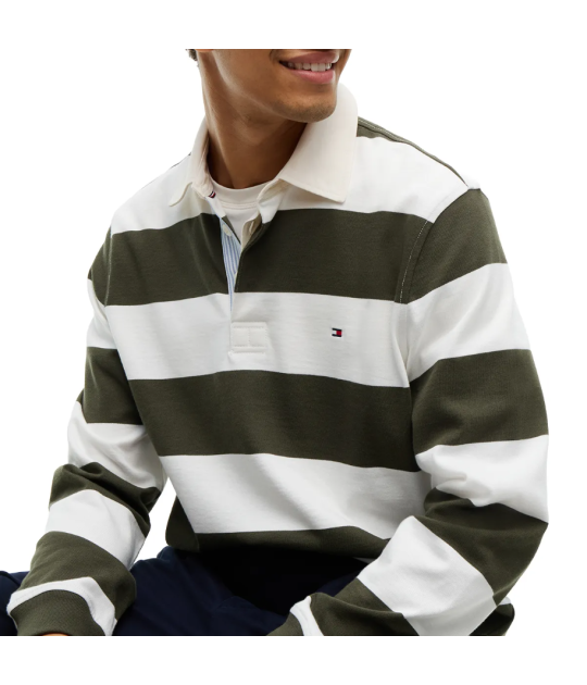 Tommy Hilfiger Ess Stripe Rugby Polo Huntsman Green